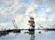 Eugene Boudin Trouville, les jetees, mer haute oil